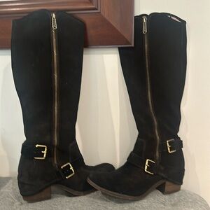 Donald J Pliner Dela Expresso Suede Tall Zip Boots Women's size 10